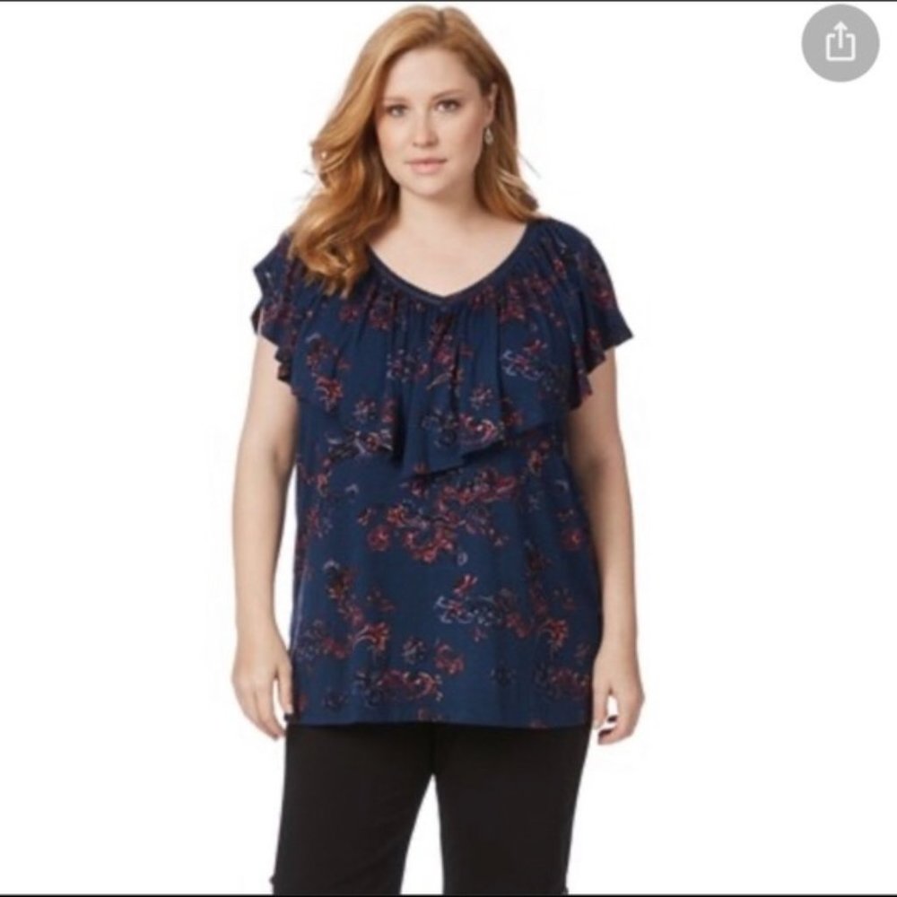 Torrid Floral Ruffle Top with Criss Cross Back